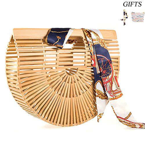 LibbyPet Bamboo Handbags for Women Handmade Bamboo Bag Summer Beach Tote bag (Sandal Wood Small) | Amazon (US)