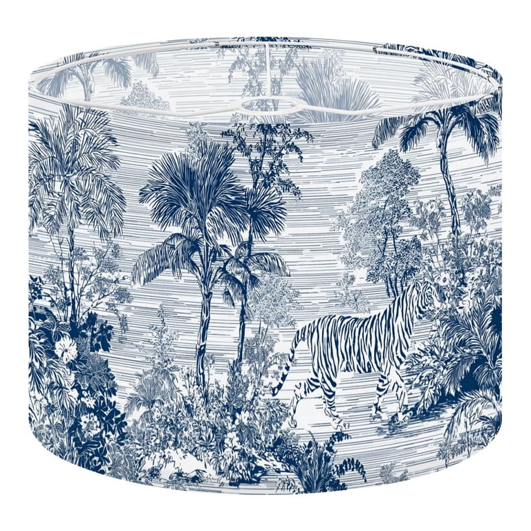 Linen Drum Lampshades Toile Engraving Tropical Islands Seamless Oriental Palm 13"x13"x10" Light S... | Walmart (US)