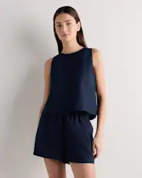 100% European Linen Cropped Tank | Quince