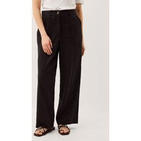 Monsoon Linen Blend Straight Leg Trousers Black | Marks & Spencer (UK)