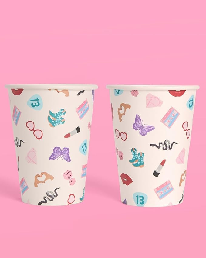 xo, Fetti Eras Party White Paper Cups | 24 Disposable 12 oz Cups | Concert Party Drinkware, Bache... | Amazon (US)