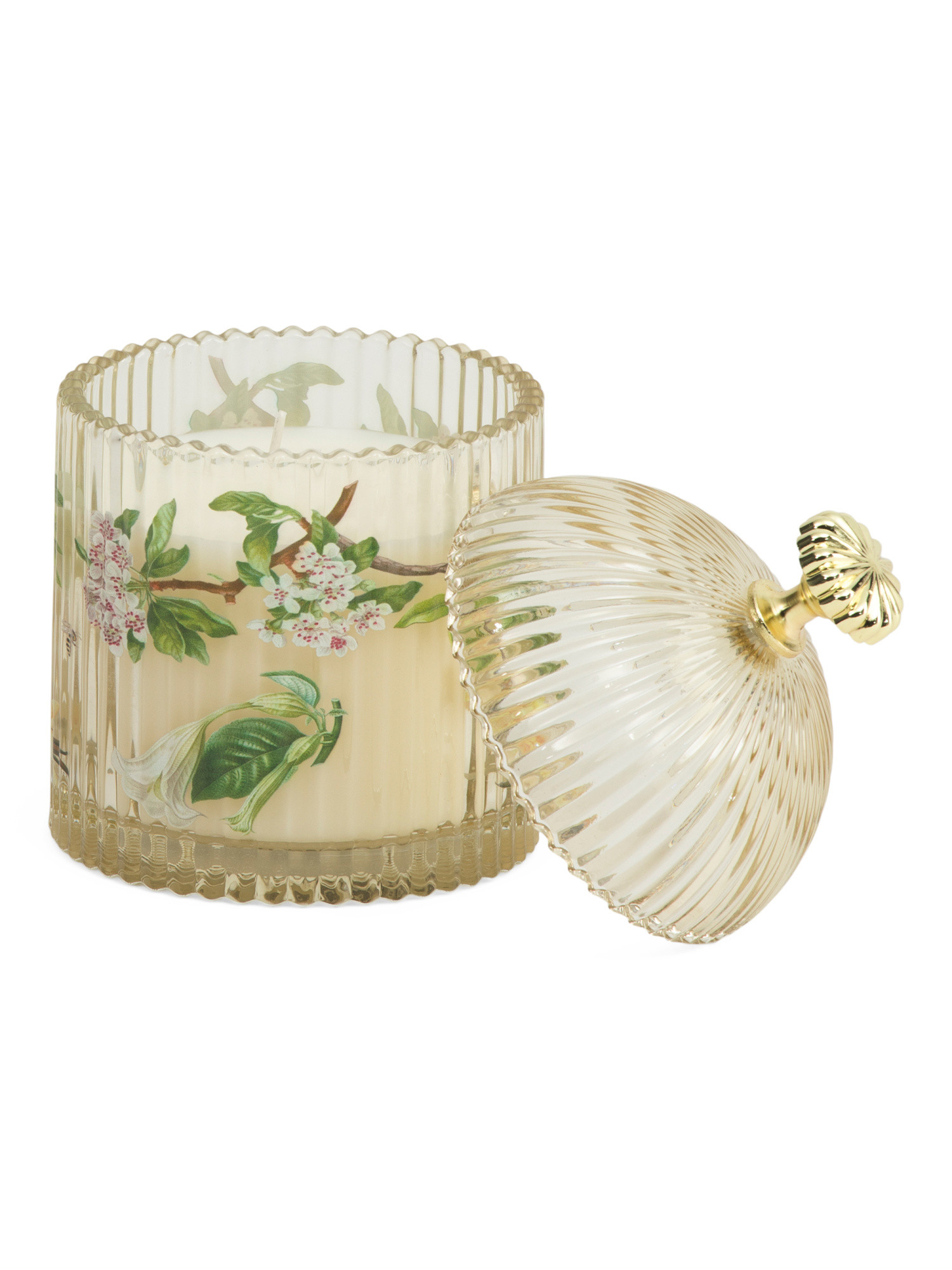 12.7oz Floral Ribbed Jar With Dome Lid | TJ Maxx
