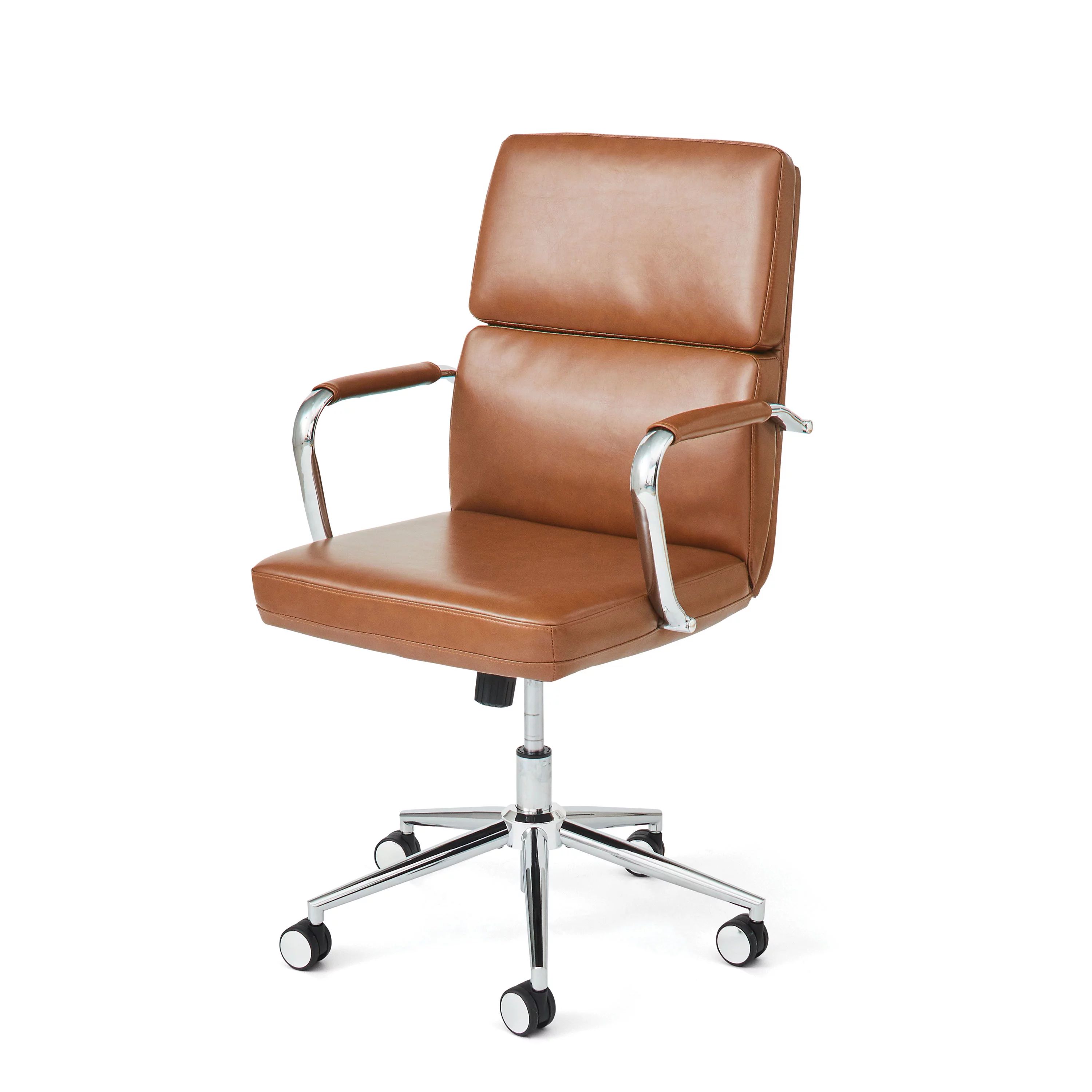 Better Homes & Gardens Swivel Office Chair, Faux Leather, Upholstery, Brown - Walmart.com | Walmart (US)