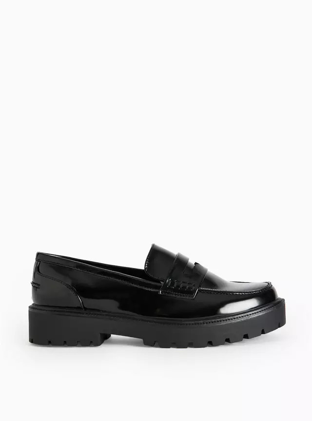 Black Patent Chunky Sole Loafers  8 | Tu Clothing