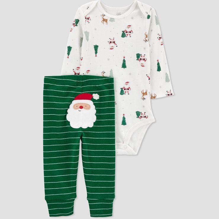 Carter's Just One You®️ Baby 2pc Green Santa Top & Bottom Set - White/Green | Target