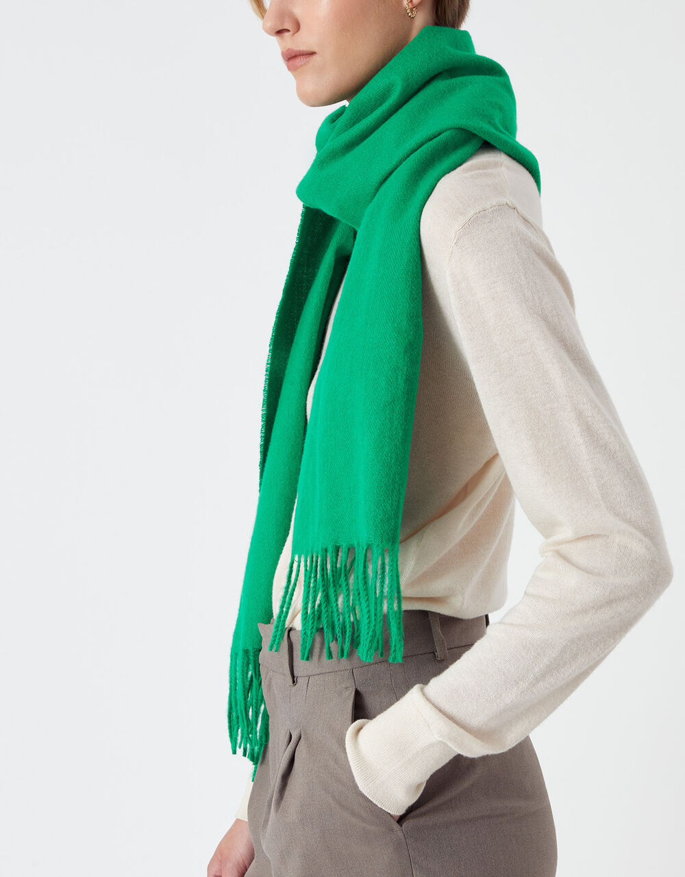 Plain Tassel Scarf Green | Accessorize (Global)