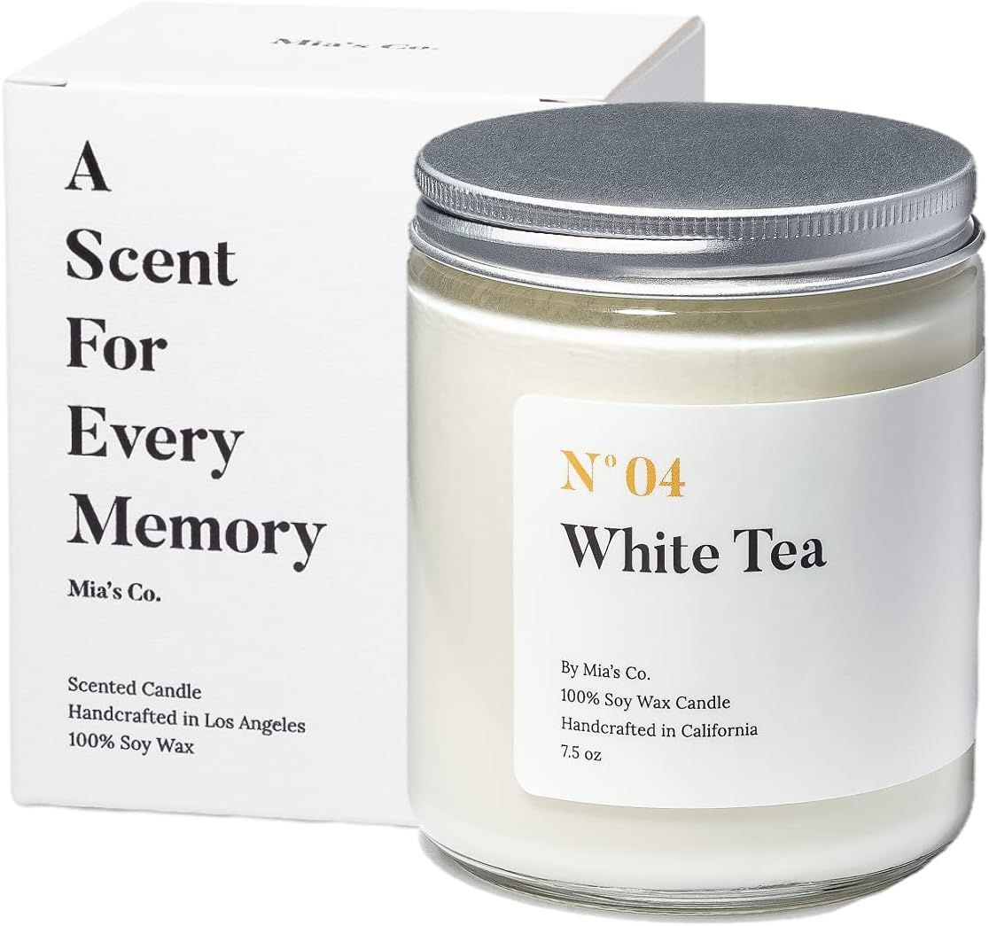 Mia's Co White Tea Scented Candle, Handmade with Natural Soy Wax and Cotton Wicks, 7.5 oz Minimal... | Amazon (US)