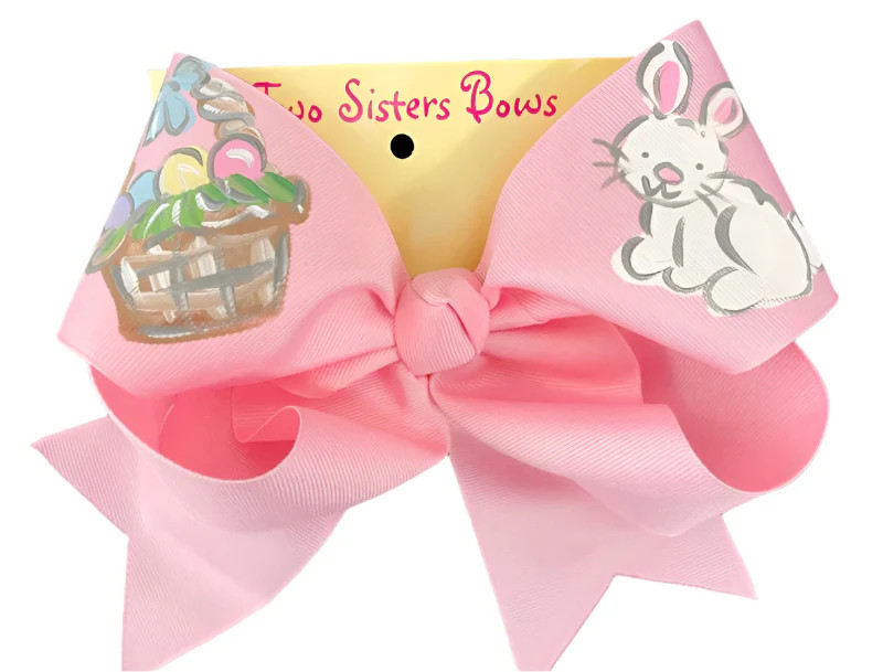 Two Sisters Bows Baby Pink Easter Basket Bunny Large Bow | JoJo Mommy