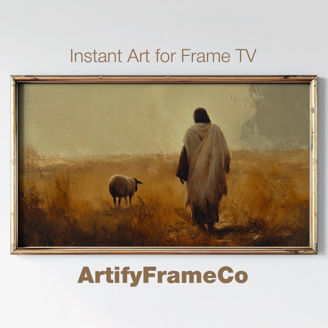 Easter Frame TV Art, Jesus the Shepherd, Religious TV Art, Jesus TV Art, Christianity, Rustic Moo... | Etsy (US)