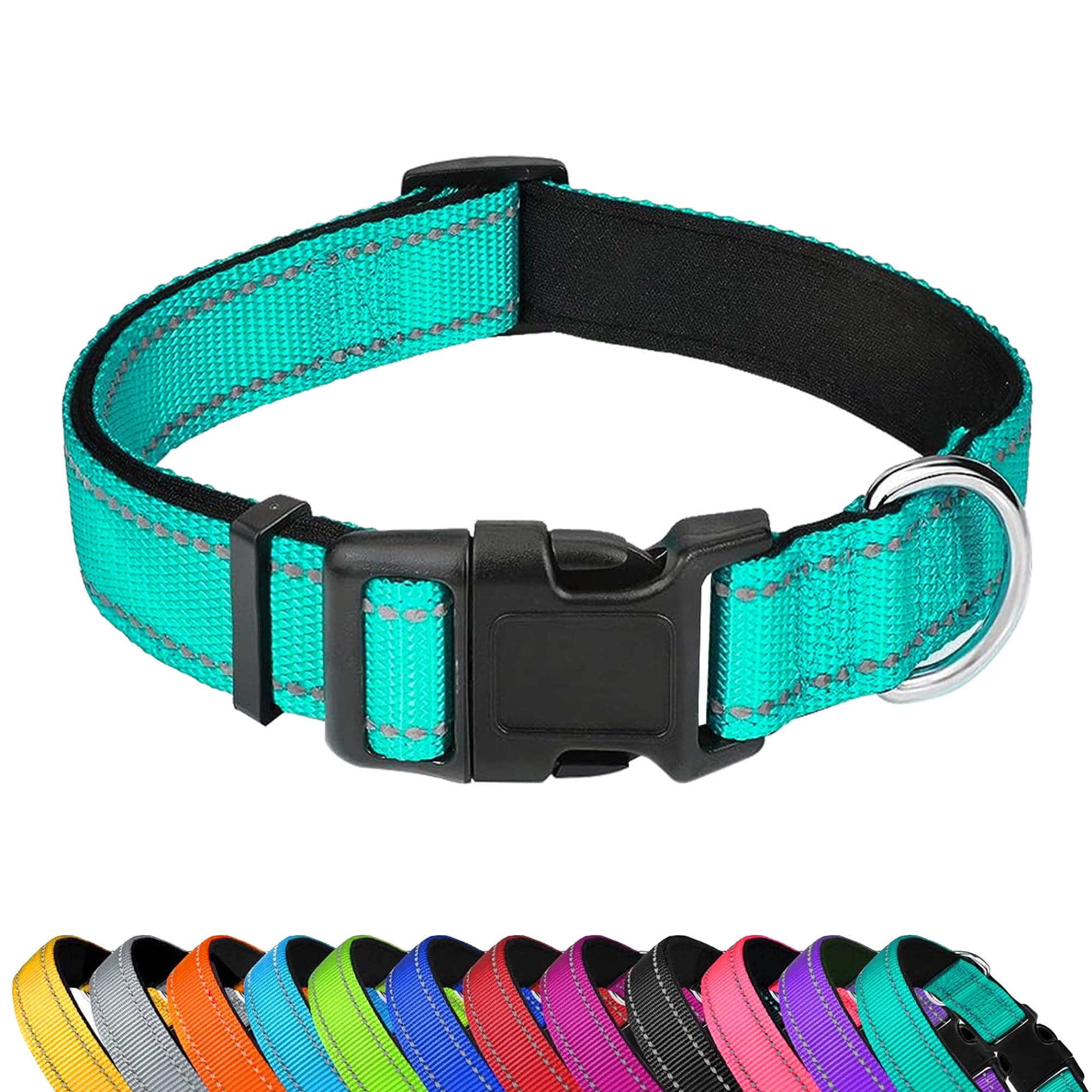 Reflective Dog Collar, Adjustable Soft Neoprene Padded Nylon Pet Collars with Buckle for Medium D... | Amazon (US)