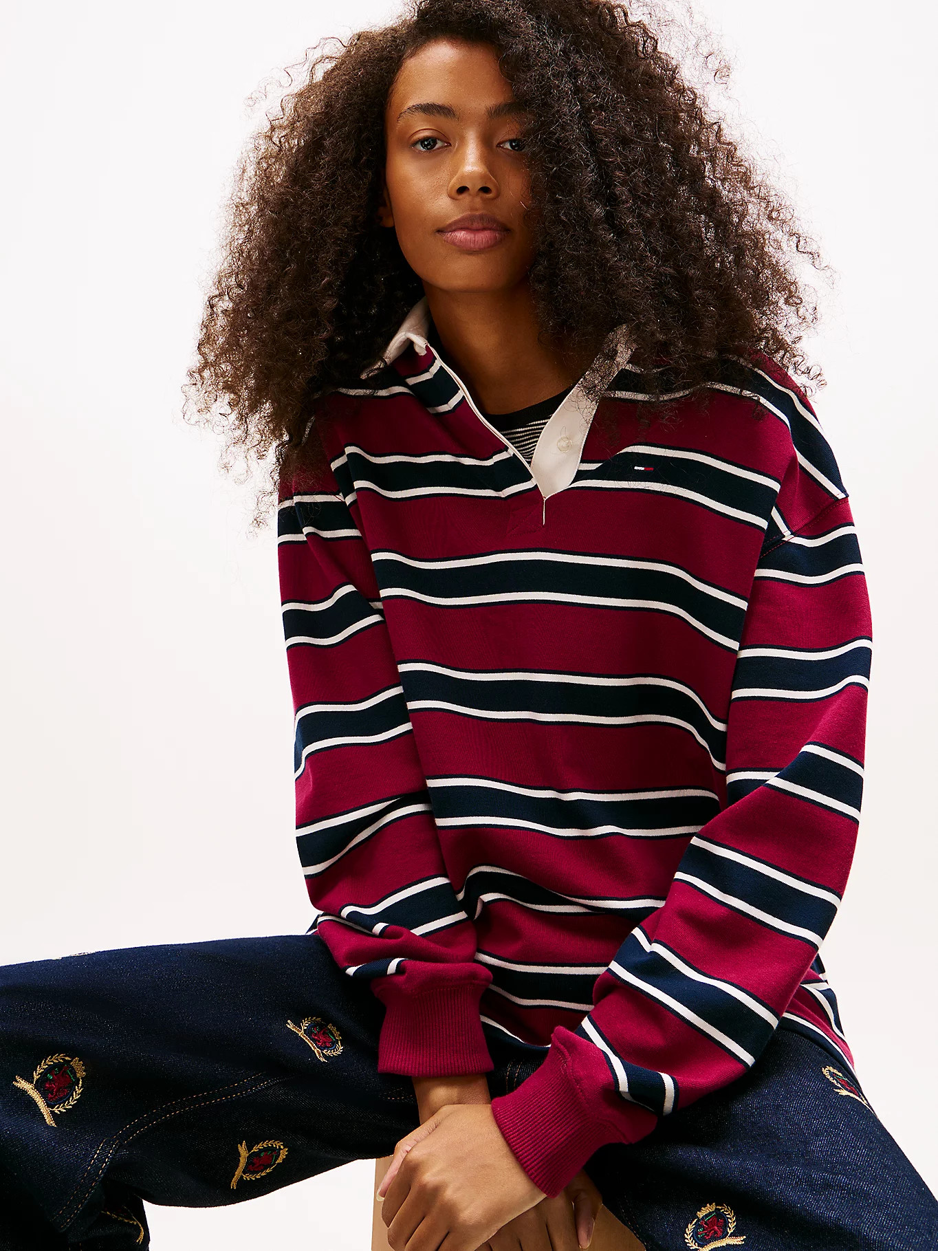 Stripe Relaxed Terry Rugby Shirt | Tommy Hilfiger UK