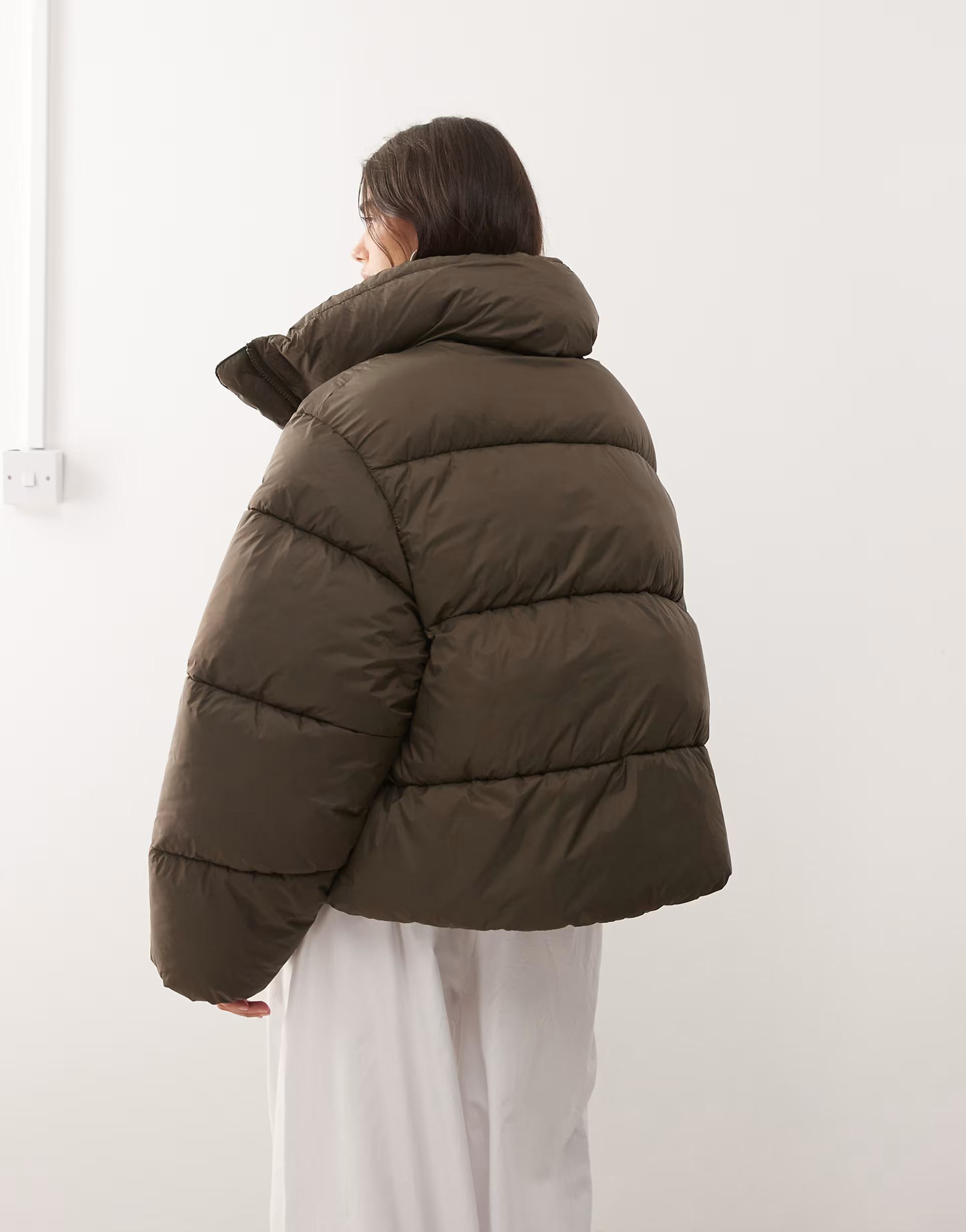 Weekday oversized puffer coat in dark brown | ASOS (Global)