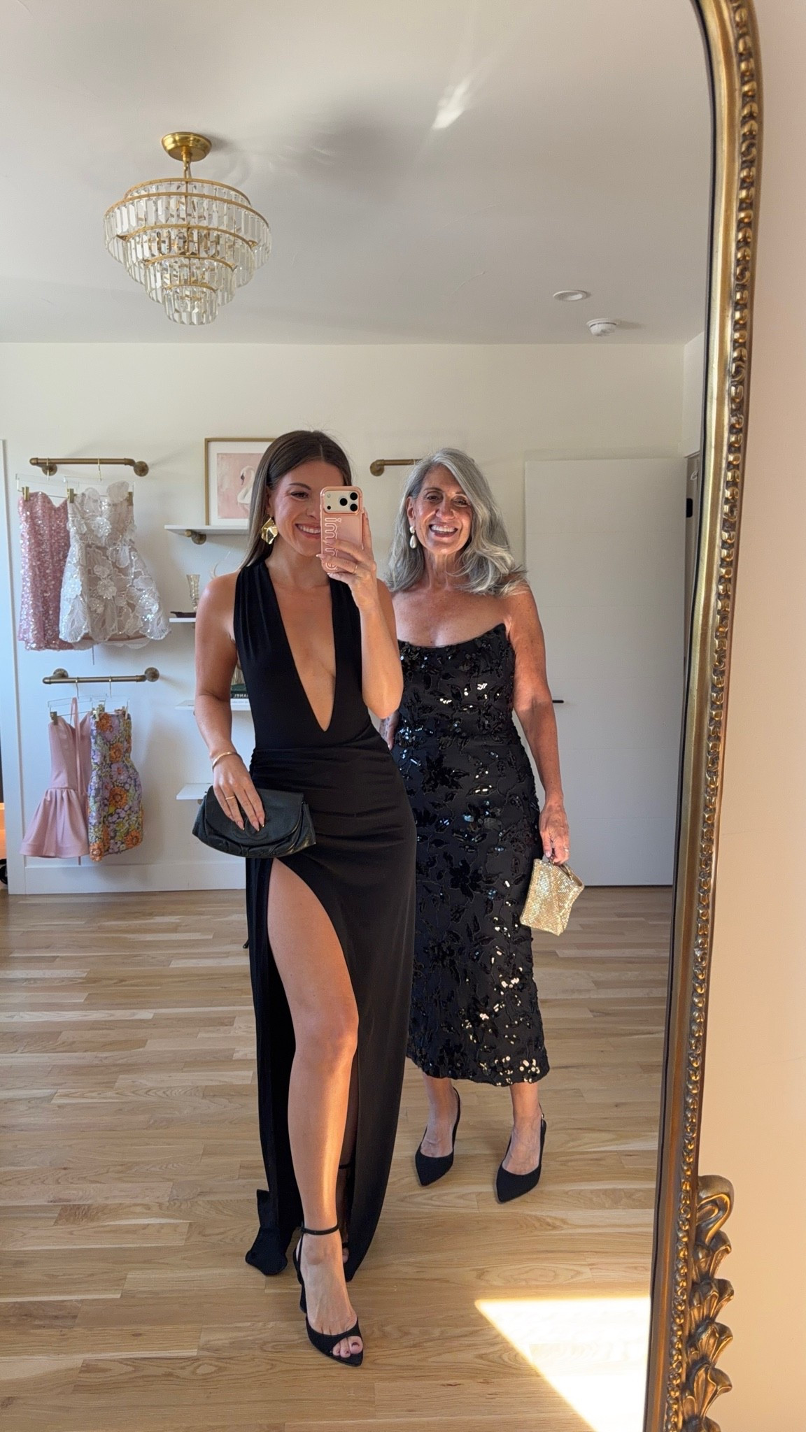 black plunging halter maxi with a high leg slit, black strapless sequin midi with a floral pattern mom and me formal wedding guest and mother of the bride dresses 💍

revolve code: tulip
vivrelle code: emerson20 

I’m 5’4” and wear a size small/2 

mom is 5’4” and wears a medium/6

fall wedding guest dresses, wedding guest dresses, cocktail dresses, semi-formal dresses, black tie wedding guest dresses, destination wedding guest dresses, garden party dresses, wedding guest outfit ideas, mom & me outfits, mom & me dresses, matching outfits, mother daughter outfits, family photo outfits, wedding guest dresses, mother of the bride, mother of the groom, wedding guest outfit ideas

#LTKWedding #LTKSeasonal #LTKootd