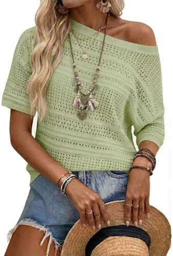Arach&Cloz Women's Linen Blend Summer Crochet Sweater Tops Casual Hollow Out Beach Cover Up Vacat... | Amazon (CA)