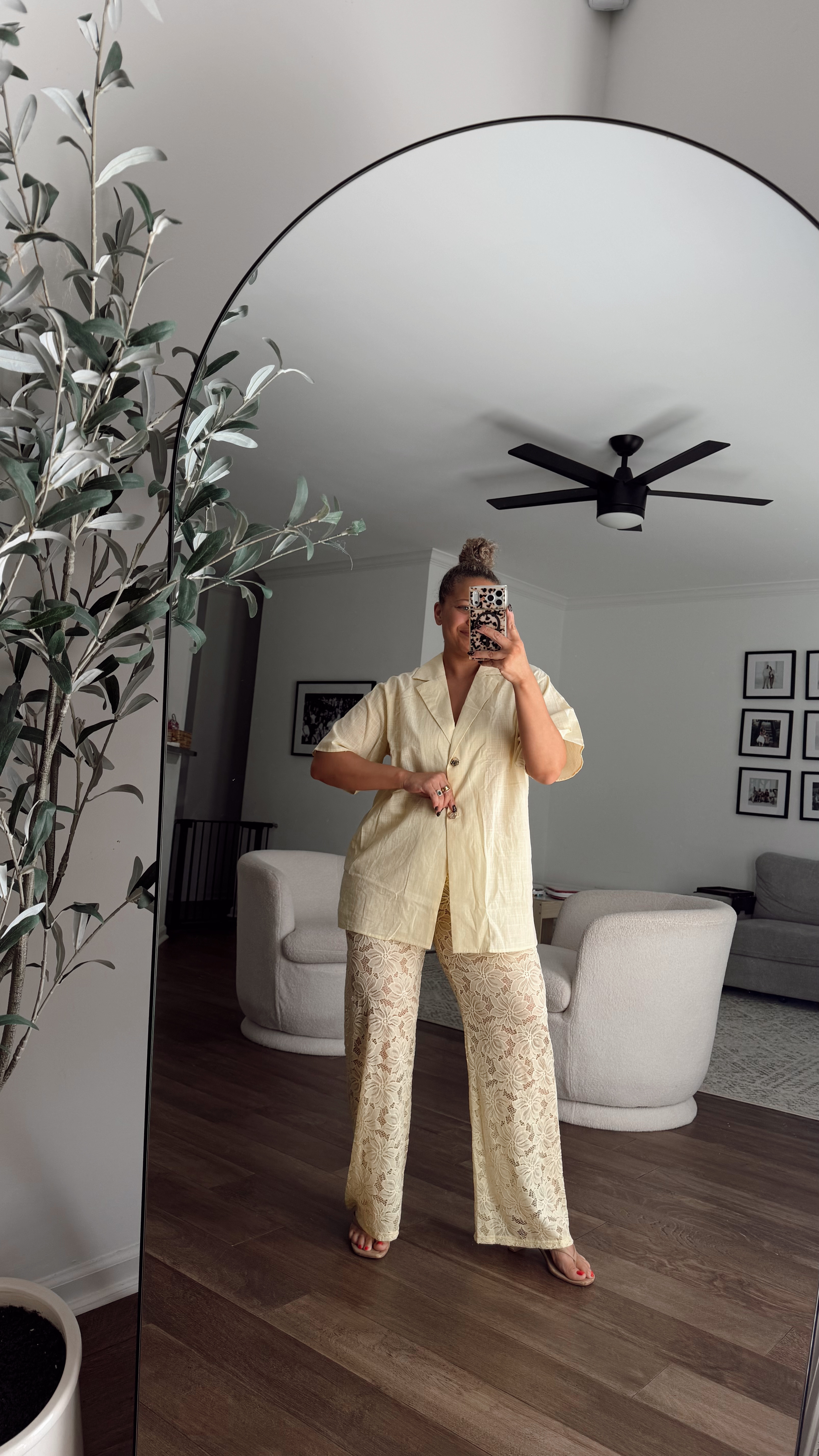 the perfect matching set for spring, wearing XL  

 