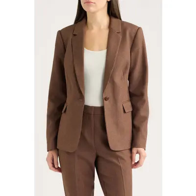 Tahari ASL One-Button Peak Lapel Blazer in Walnut at Nordstrom, Size 10 | Nordstrom