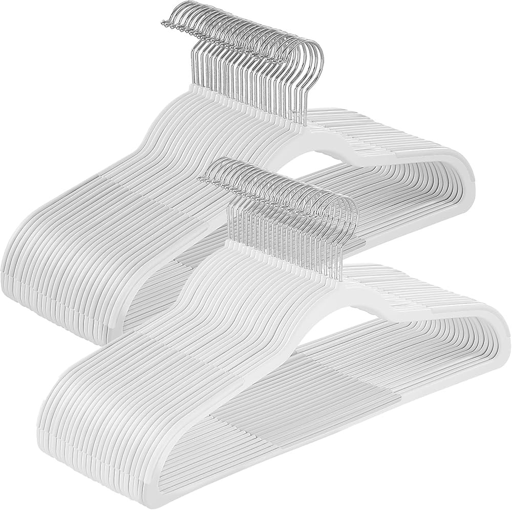 SONGMICS Clothes Hangers, Pack of 50 Plastic Coat Hangers, Space-Saving, 0.2 Inches Thick, 17.7 I... | Amazon (US)