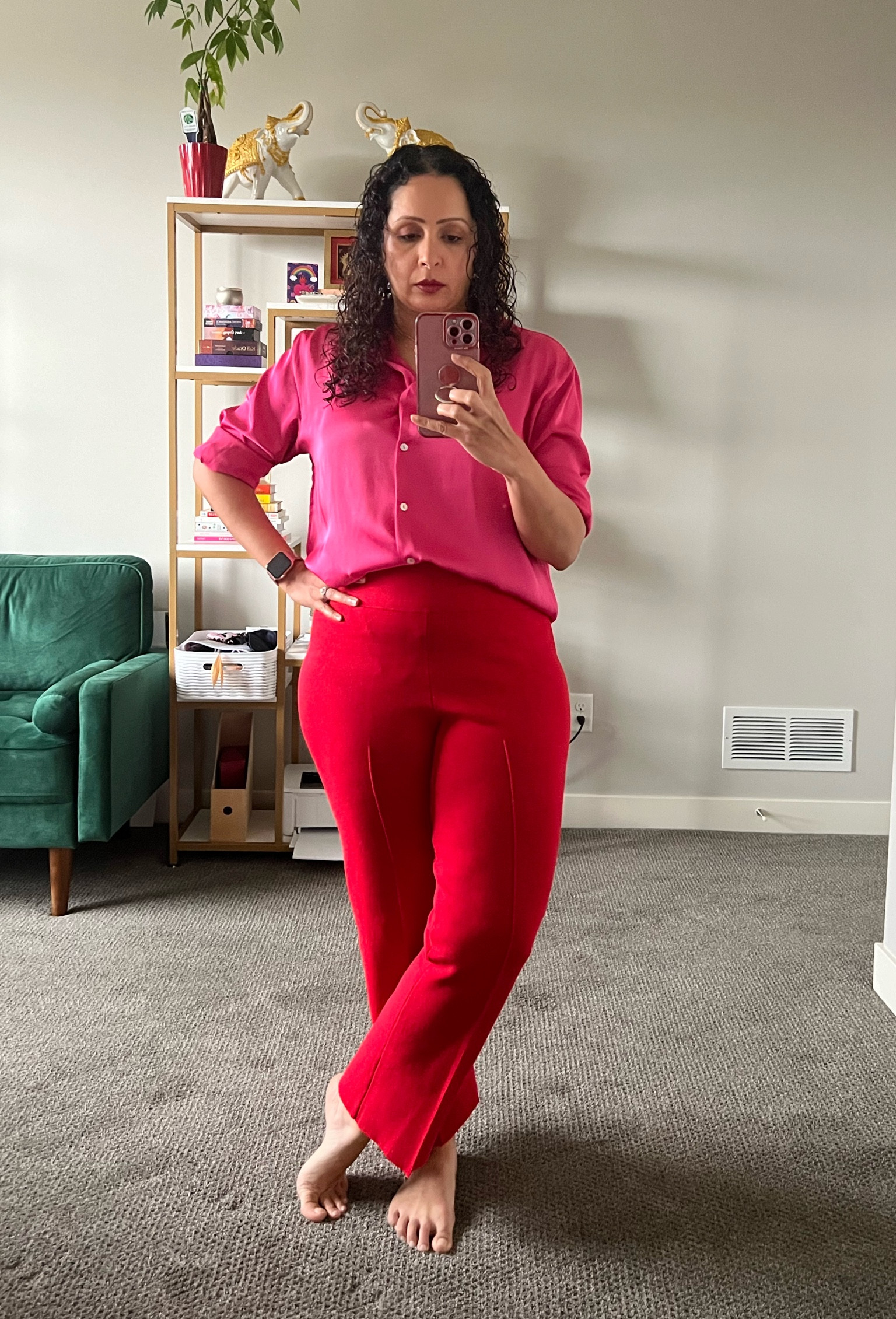 Red and pink - a winning combo. Powerful, feminine and FUN! 
These pants feel like sweats but look polished like real pants! In a retail era when every pair of pants is ankle or cropped this is more like a full length and I love it. 

Remember that a full length pair makes you look longer and leaner- plus it keeps your ankles warm! 

Do you agree? 

#LTKHoliday #LTKStyleTip #LTKCyberWeek