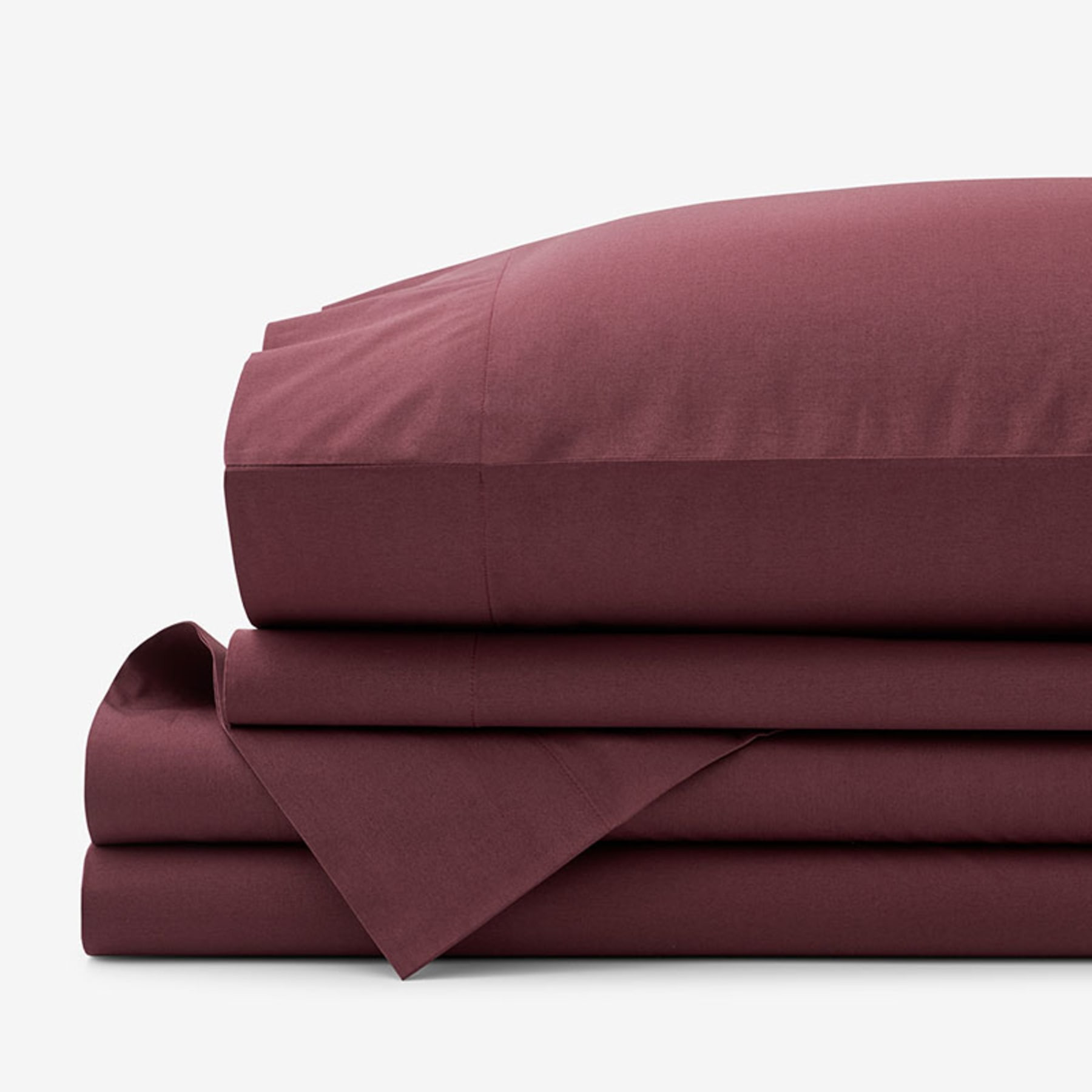 Classic Cool Cotton Percale Bed Sheet Set - Plum, Twin | The Company Store