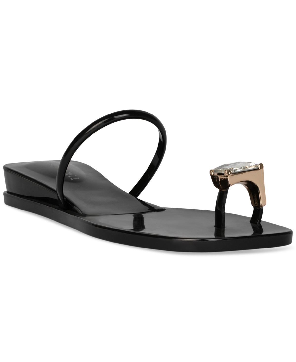 Jeffrey Campbell Balia Gemstome Embellished Flat Jelly Sandals - Black Shiny/Clear | Macy's