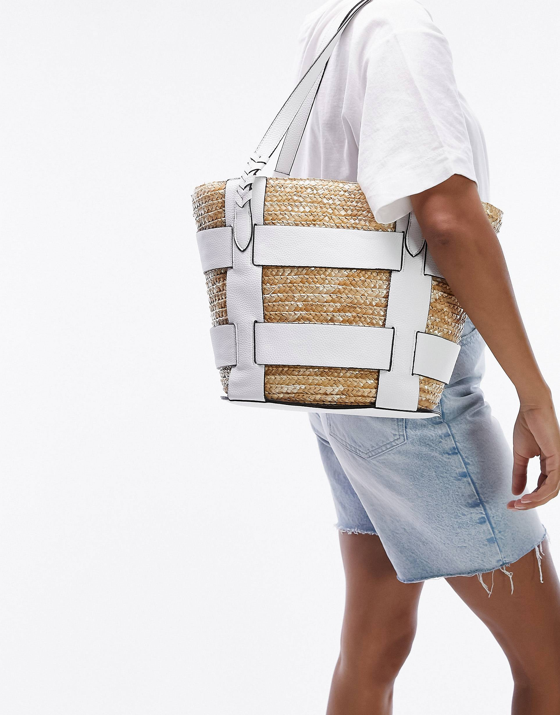 Topshop Judy Large crochet bag in white | ASOS (Global)