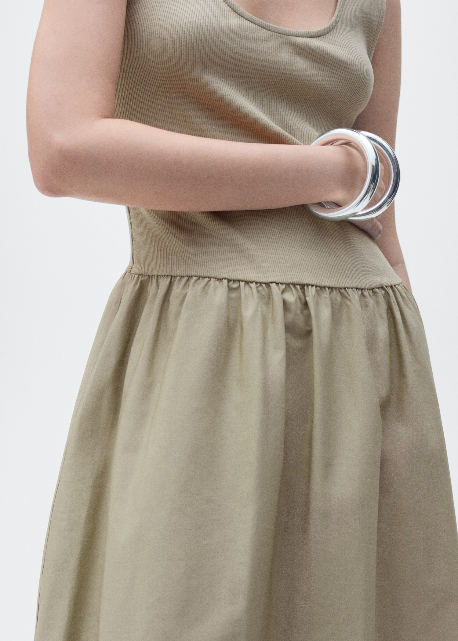 Flared dress in combined fabric - Women | MANGO United Kingdom | MANGO (UK)