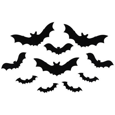 Northlight Set of 10 Black Halloween Posable Felt Bats 12" | Target