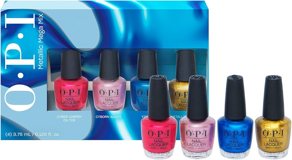 OPI Nail Lacquer Nail Polish | Opaque Multicolor Metallic Chip Resistant Nail Polish | Metallic M... | Amazon (US)