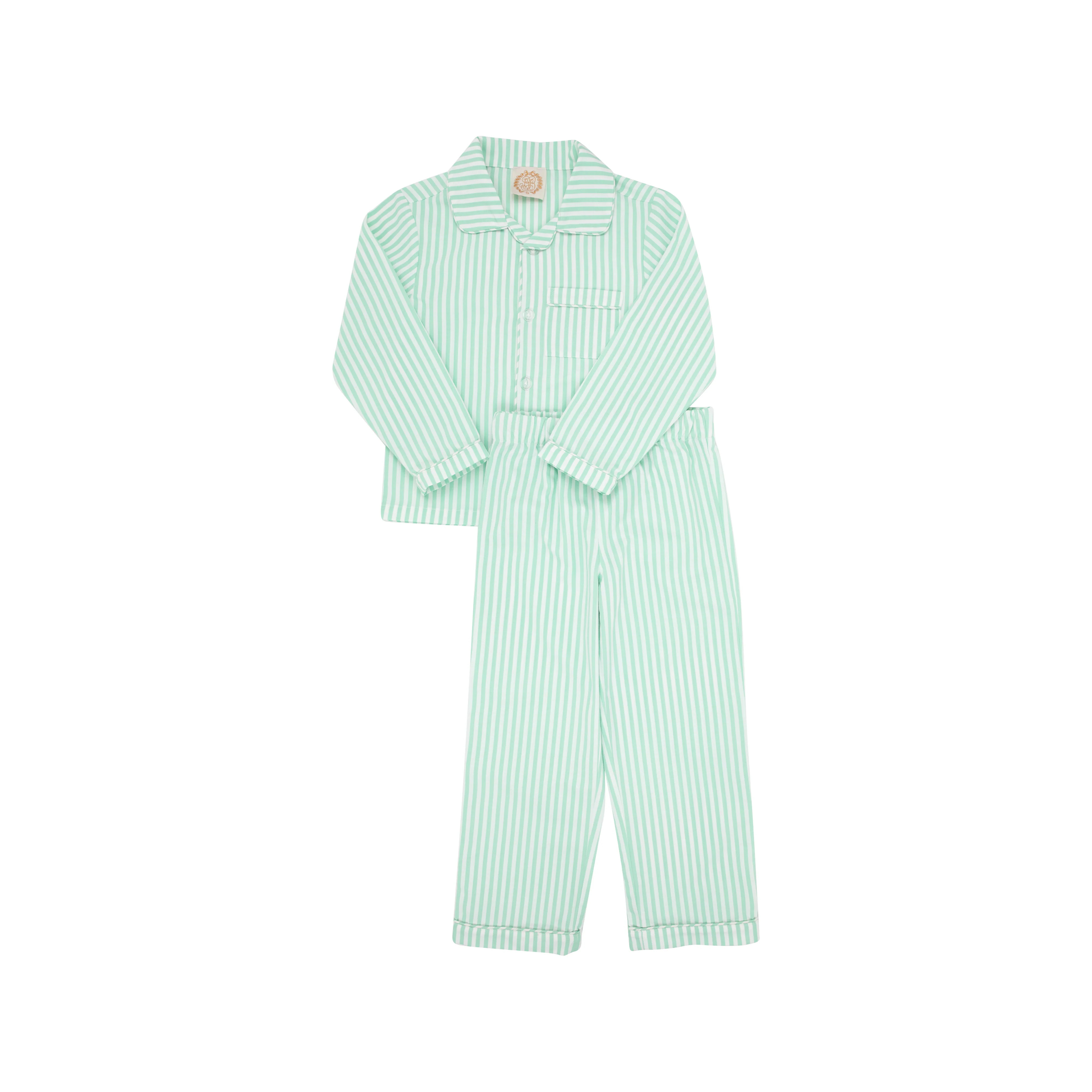 Lock's Little Man Set - Grace Bay Green Stripe with Worth Avenue White | The Beaufort Bonnet Company