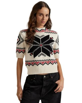 Snowflake Mockneck Short Sleeve Sweater | Bloomingdale's (US)