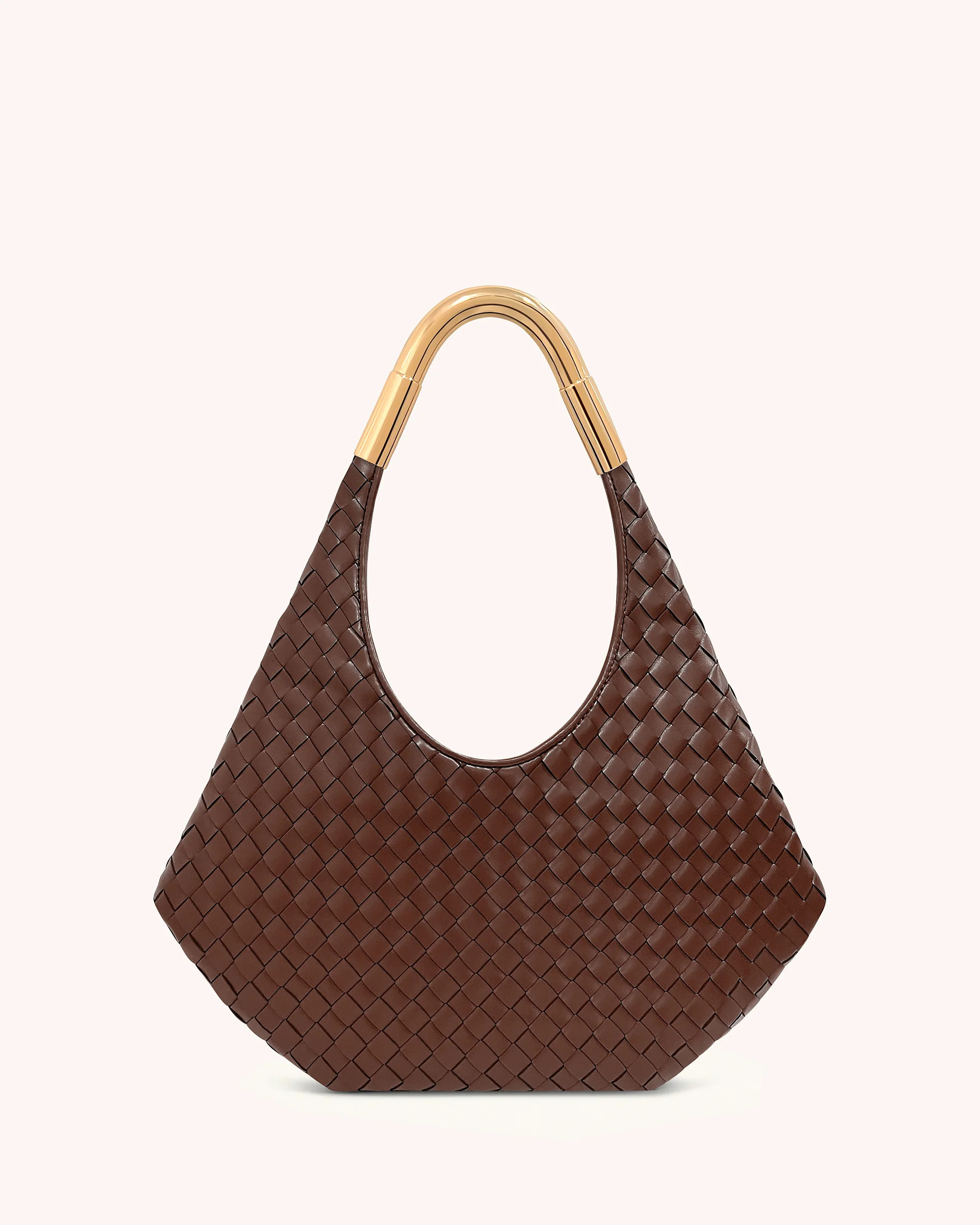 Olivia Hand-Woven Metal Handle Hobo Bag - Brown | JW PEI US