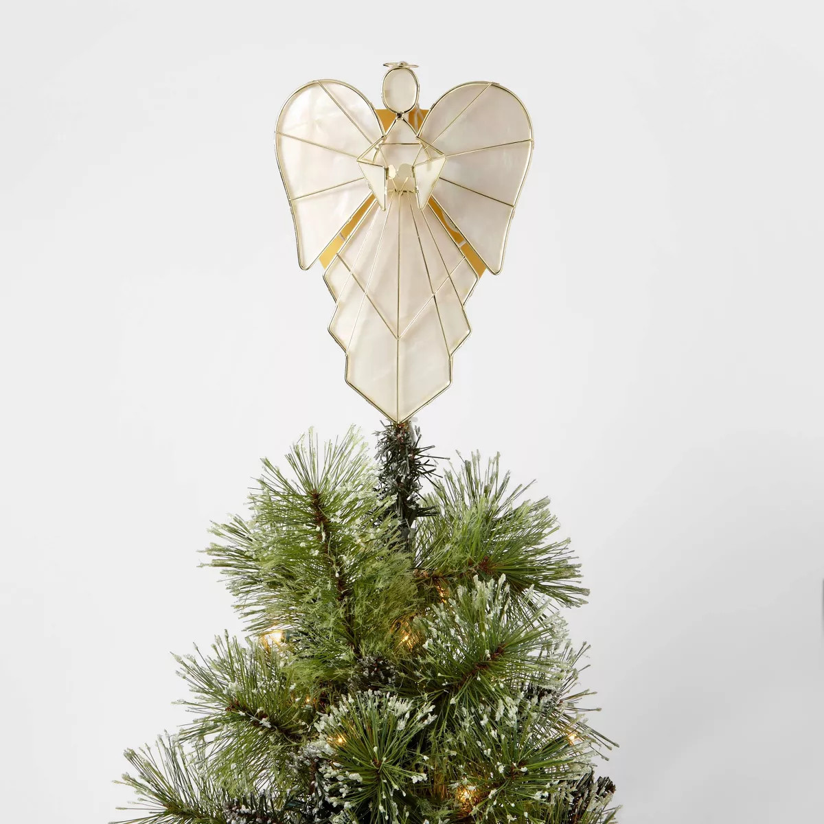 13.75" Lit Wire Faux Capiz Angel Christmas Tree Topper - Wondershop™ | Target