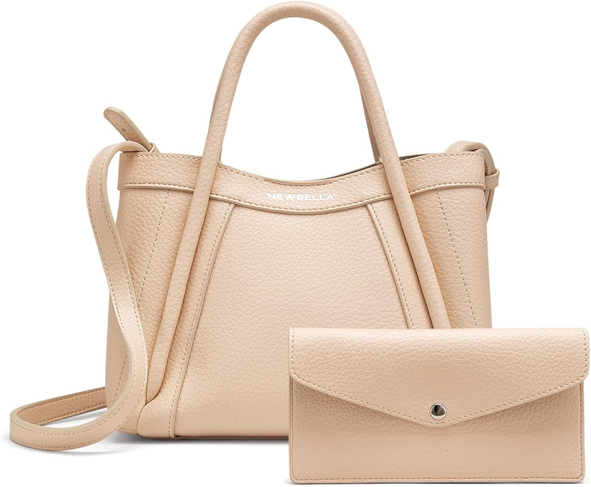 NEWBELLA Mini Kelly Tote Bag for Women, Casual Solid Color Handle Square Bags with Purse | Amazon (US)