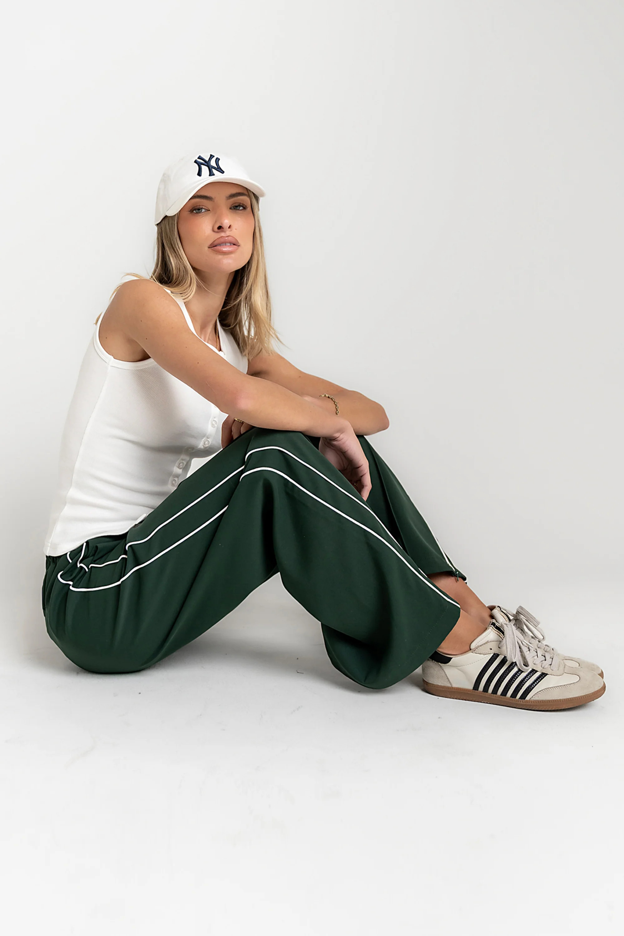 Emily Striped Wide Leg Pants in Green | Böhme US