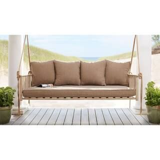 Cane Patio Outdoor Patio Swing with Square Back Cushions | The Home Depot