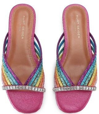 Rainbow Crystal Embellished Flat Mule Sandals | Dillard's