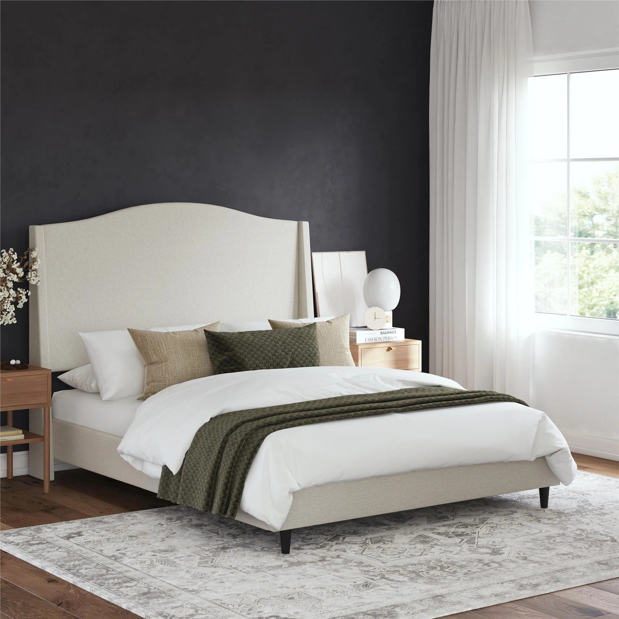 Oakley Wingback Platform Bed Frame with Tall Headboard | Wayfair North America