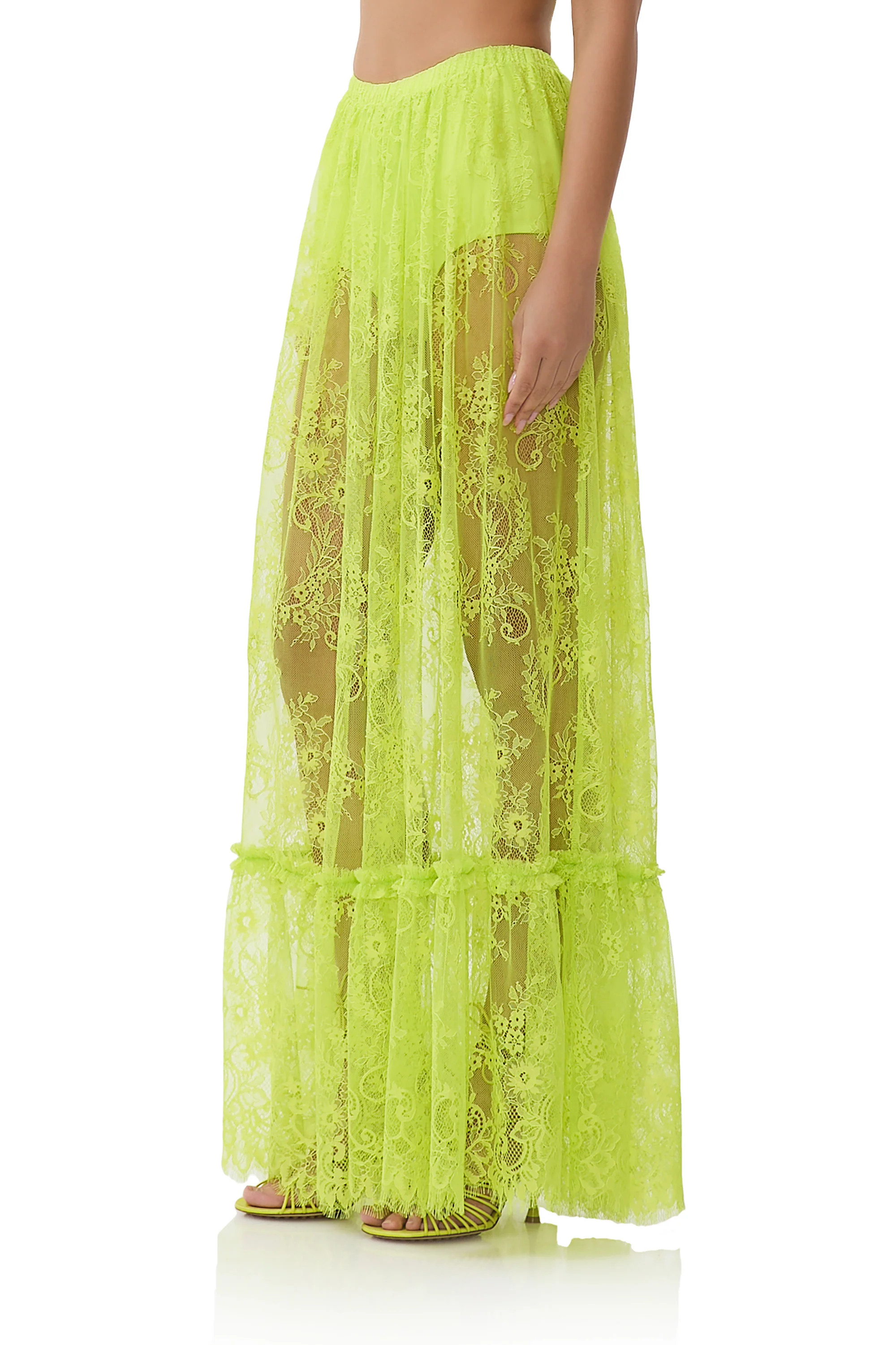Allegra Lace Skirt - Lime Punch | ShopAFRM