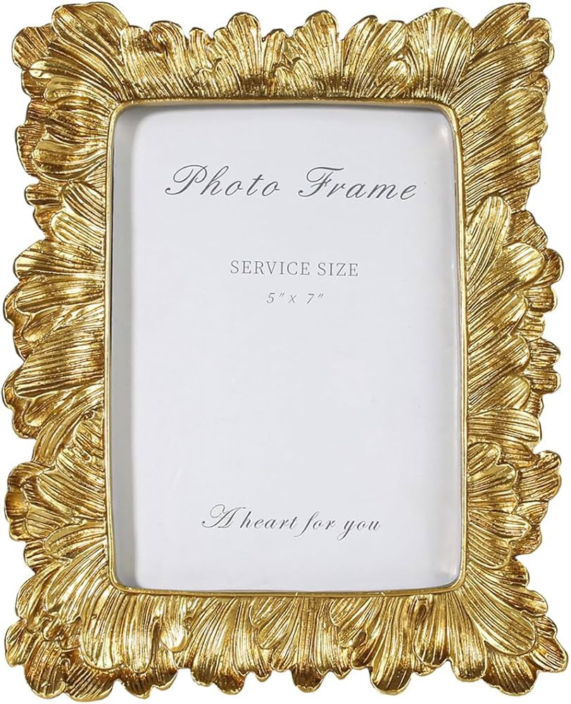 5x7 Vintage Picture Frames, Picture Frame for Table Top Display and Wall Hanging Home Decor (Gold... | Amazon (US)