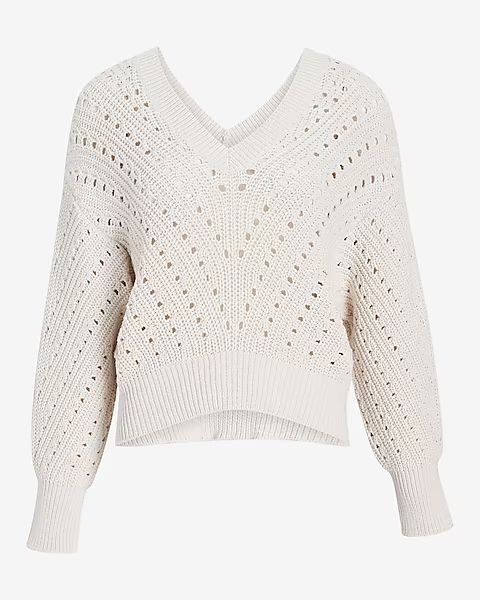 Open Stitch Double V-Neck Dolman Sleeve Sweater | Express