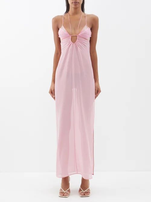 Nensi Dojaka - Keyhole Slit-hem Chiffon Sleeveless Dress - Womens - Light Pink | Matches (US)