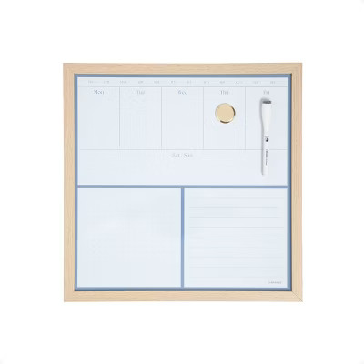 U Brands 16"x16" Flat Front Wood Frame Dry Erase Weekly Natural | Target