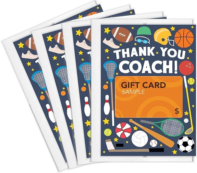 Tiny Expressions Sports Coach Thank You Gift Card Holders (4 Gift Card Holders) | Amazon (US)