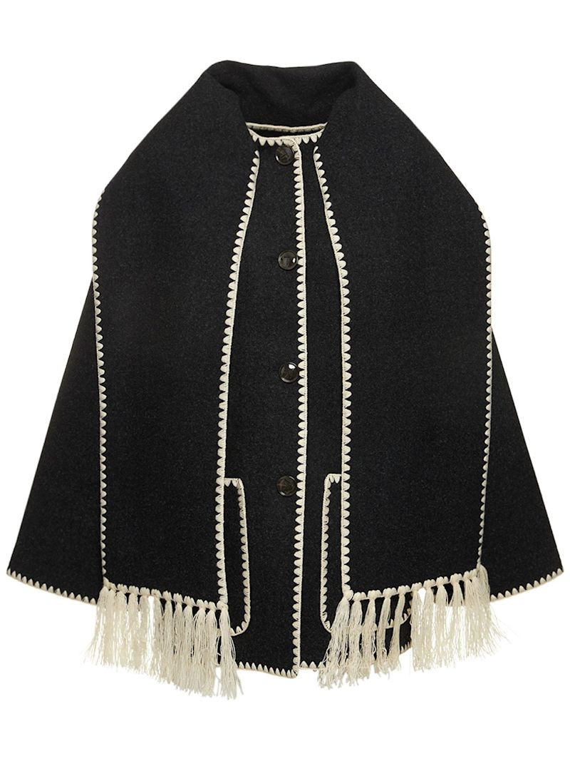 Embroidered wool blend jacket w/scarf | Luisaviaroma