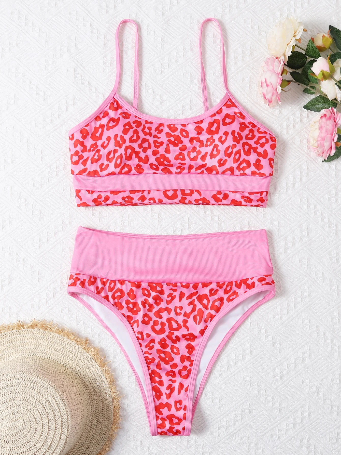 Allover Graphic Rib Bikini Swimsuit | SHEIN