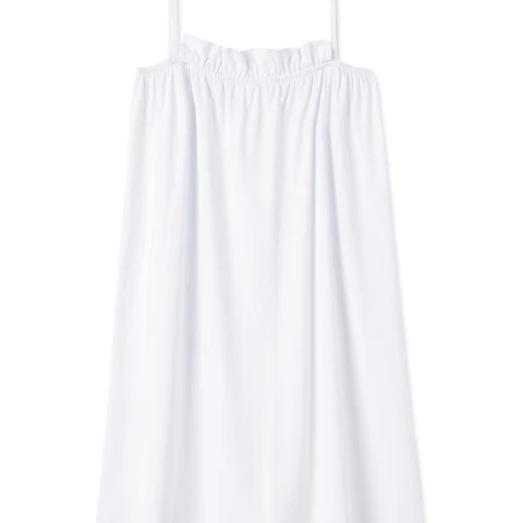 Pima Ruffle Nightgown in White | Lake Pajamas