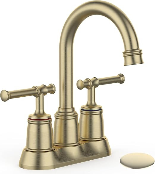 Homfan 4 Inch Classical Gold Bathroom Faucets for Sink 2&3 Holes with Pop-up Drain Stopper 2 Hand... | Amazon (CA)