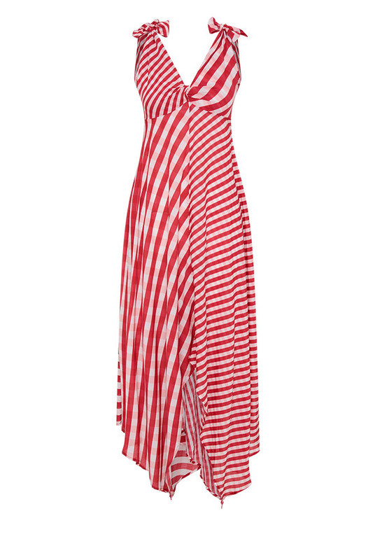 Gingham Scarf Dress in Red | Bohemian Traders