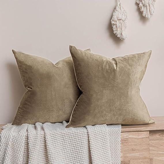 JUSPURBET Stone 28x28 Velvet Throw Pillow Covers Set of 2, Decorative Solid Soft Pillow Covers fo... | Amazon (US)