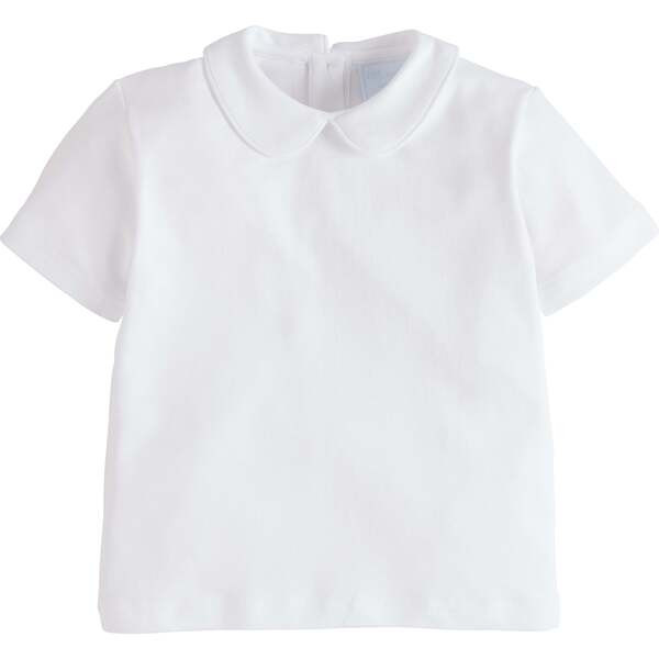 Piped Peter Pan Short Sleeve, White | Maisonette